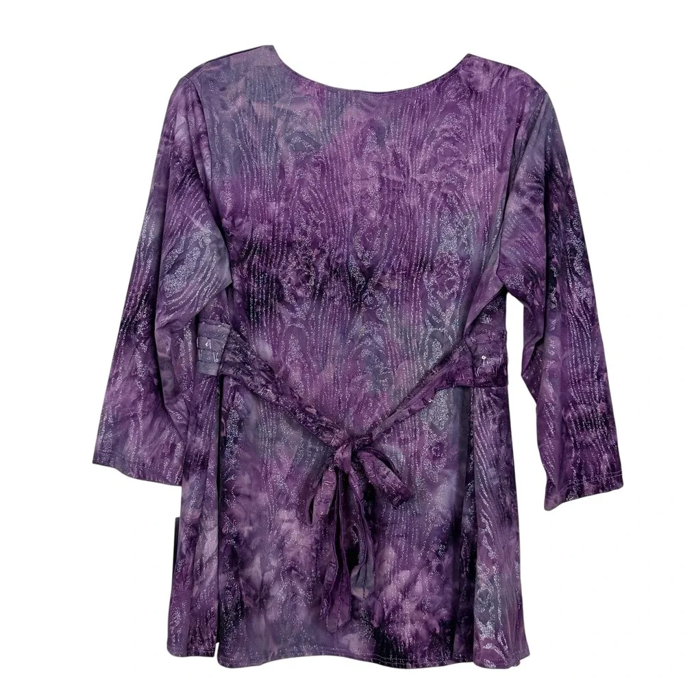NWT Vintage Y2K Purple Glitter Babydoll Top Sz XL Whimsigoth Fairy Grunge Gothic